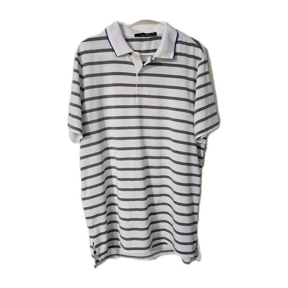 RLX Ralph Lauren Other - RLX Ralph Lauren Golf Polo Grey White Striped Purple Trim Spanish Oaks Shirt, L